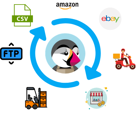 Interfacciamento ad eBay, Amazon, ePrice, IBS.it, cDiscount, Danea EasyFatt, modulo csv con sincronizzazione automatica ecc...